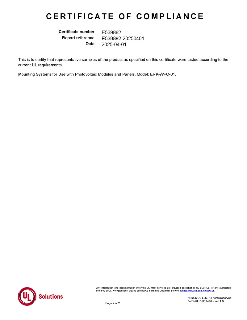 UL 2703 Certificate