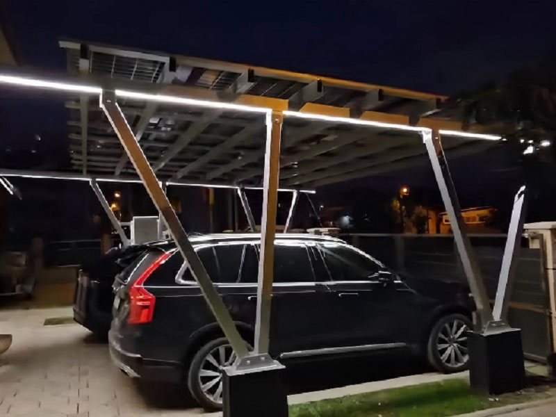Enerack carport system shimmers in the night